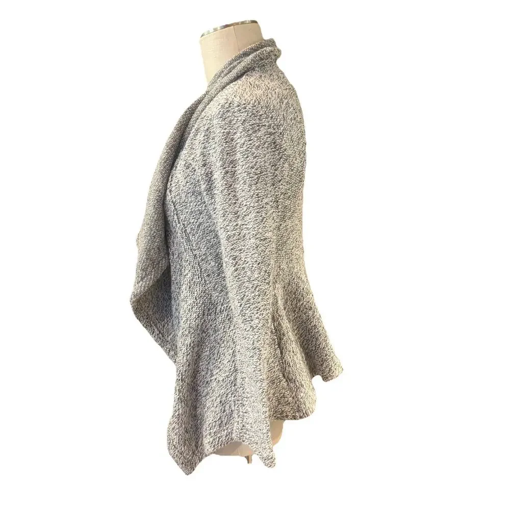 BNCI Cardigan Womens Small Gray Tweed Drape Front Shawl Collar Long Sleeve - Picture 5 of 7